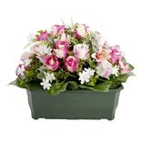 Composition florale artificielle rose orchid&eacute;e bruy&egrave;re jardini&egrave;re L50xH42cm