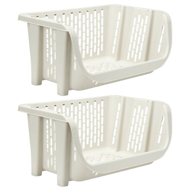 &Eacute;tag&egrave;re empilable x2 plastique 49,5x36xH29cm (2 mod&egrave;les noir ou blanc)