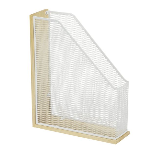 Organiseur de bureau pour documents bambou et m&eacute;tal 26,5x9xH33cm