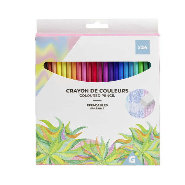 Lot de 24 crayons de couleur effa&ccedil;ables