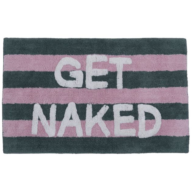 Tapis de bain coton tuft&eacute; &agrave; rayures avec inscription 50x80cm (2 mod&egrave;les)