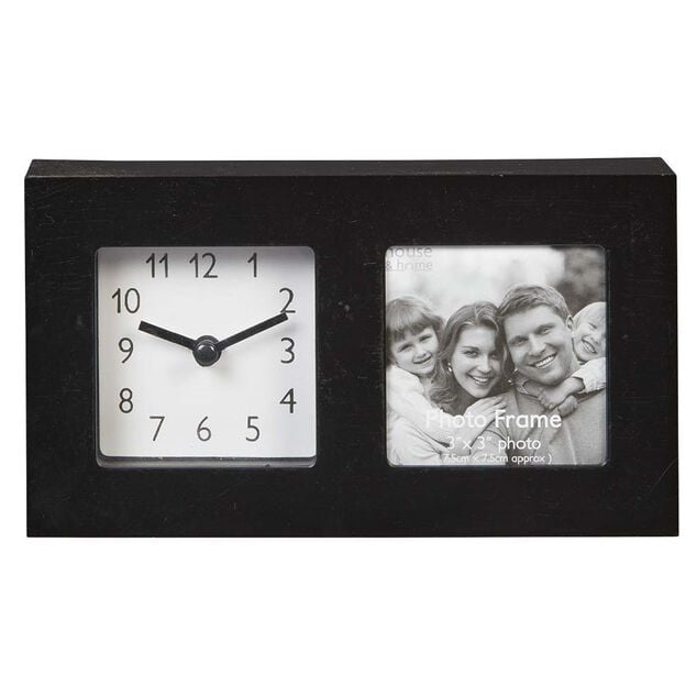 Horloge avec cadre photo &agrave; poser 10.5x19.5cm (2 mod&egrave;les)