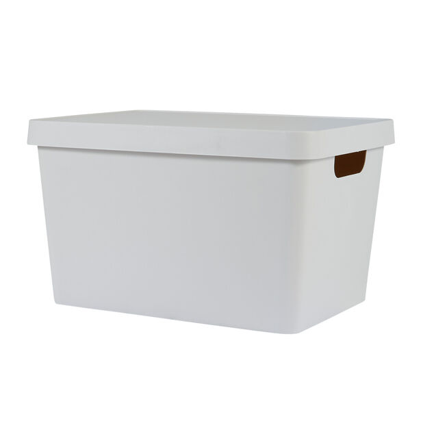 Bo&icirc;te de rangement avec couvercle beige 17 L