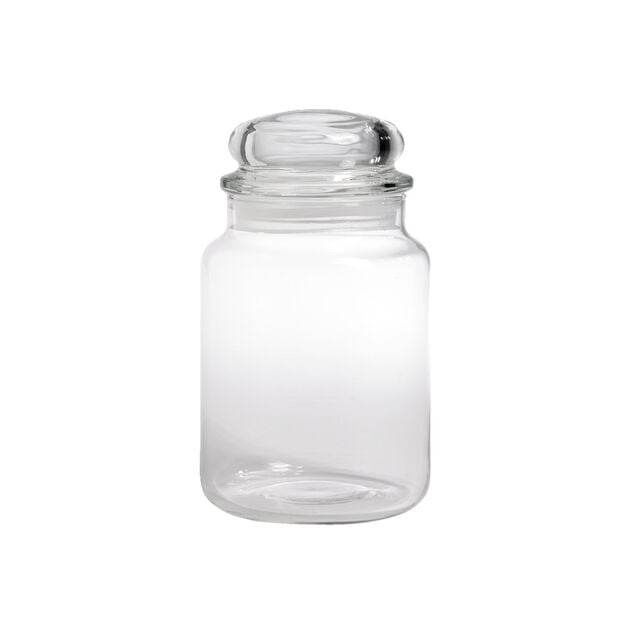 Bocal en verre transparent avec couvercle herm&eacute;tique 800ml - H.17cm