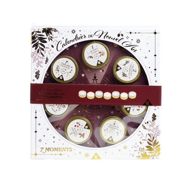 Calendrier du nouvel an th&egrave;me bougies 7 cases