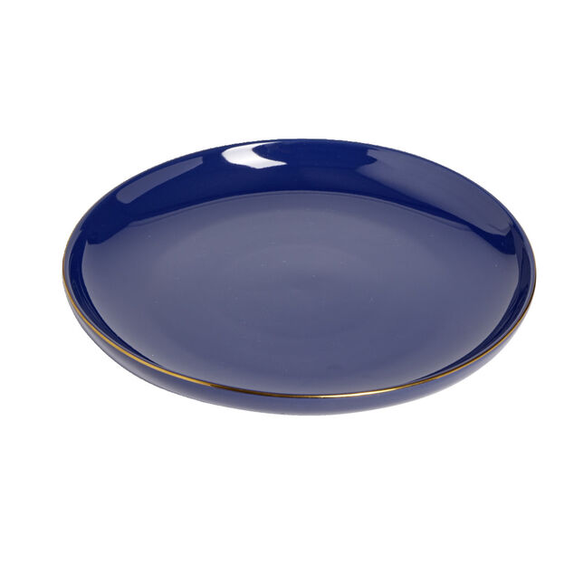 Assiette plate bleue bordure dor&eacute;e &Oslash;27cm