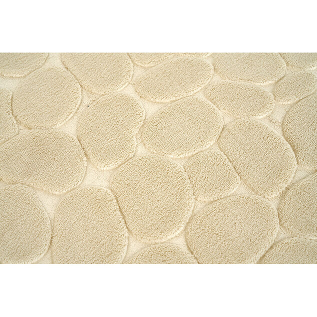 Tapis sortie de douche m&eacute;moire de forme beige 75x45cm