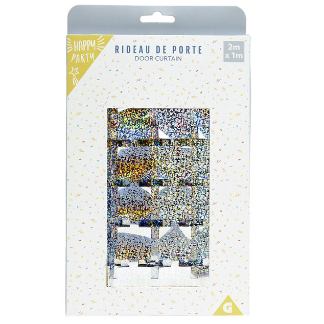 Rideau disco argent&eacute; 100xH200cm