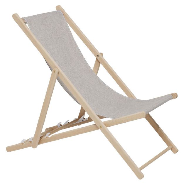 Chilienne Wood h&ecirc;tre et tissu coton beige uni 96x56xH96cm