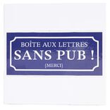 Signal&eacute;tique adh&eacute;sive "Bo&icirc;te aux lettres sans pub" - Bleu, 8x8 cm