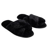 Chaussons femme noir peluche brides croisée T40/41