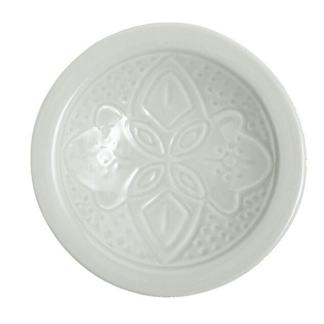 Coupelle creuse fa&iuml;ence unie verte avec motif en relief &Oslash;14xH4cm