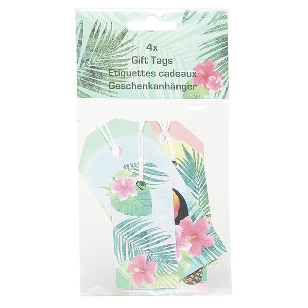 &Eacute;tiquette cadeau motif tropical x4