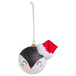 Boule de No&euml;l kawaii pingouin avec bonnet rouge &Oslash;8cm