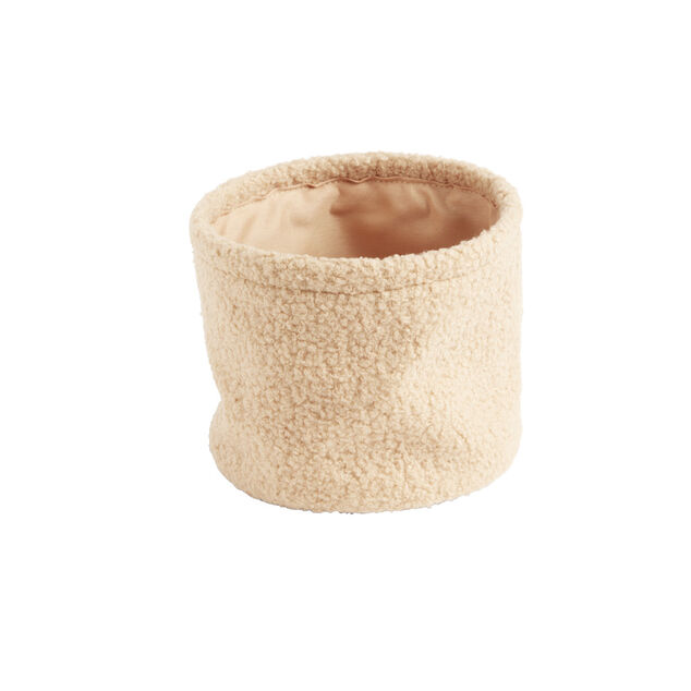 Lot de 3 pani&egrave;res en laine boucl&eacute;e beige