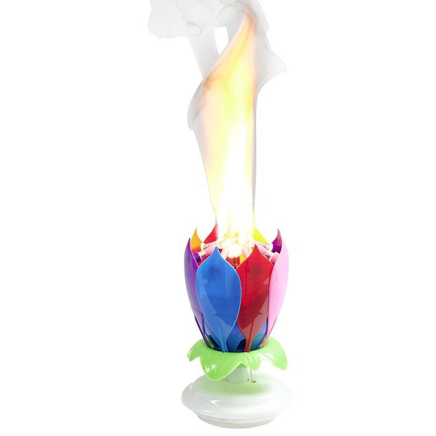 Bougie anniversaire musicale forme fleur 8 m&egrave;ches