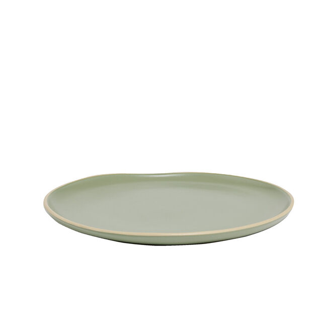 Assiette plate en fa&iuml;ence vert &Oslash;27xH1,7cm