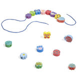 Perle XL &agrave; enfiler animaux et for&ecirc;t en bois 16 pi&egrave;ces