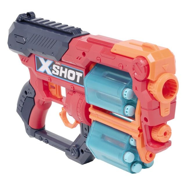 Pistolet &agrave; fl&eacute;chettes x16 Zuru Xshot Xcess plastique rouge et bleu