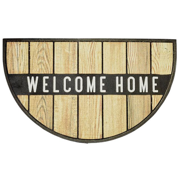 Paillasson demi-lune antidérapant grattant inscription Welcome 75x45cm
