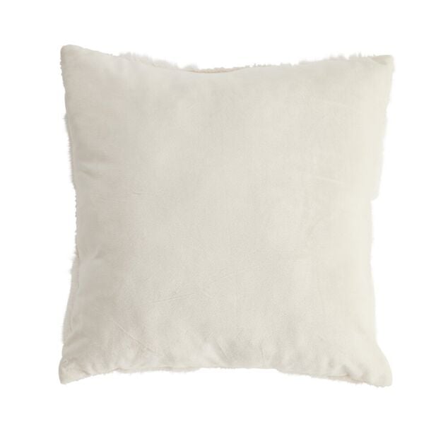 Coussin carré déco fourrure Teddy motif beige 45x45cm (2 modèles)
