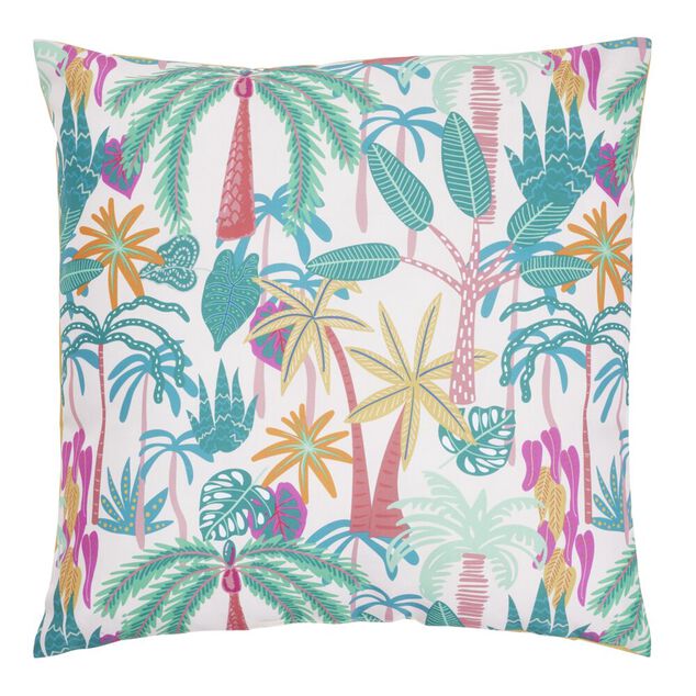 Coussin de jardin carr&eacute; arbres tropicaux multicolores 40x40cm