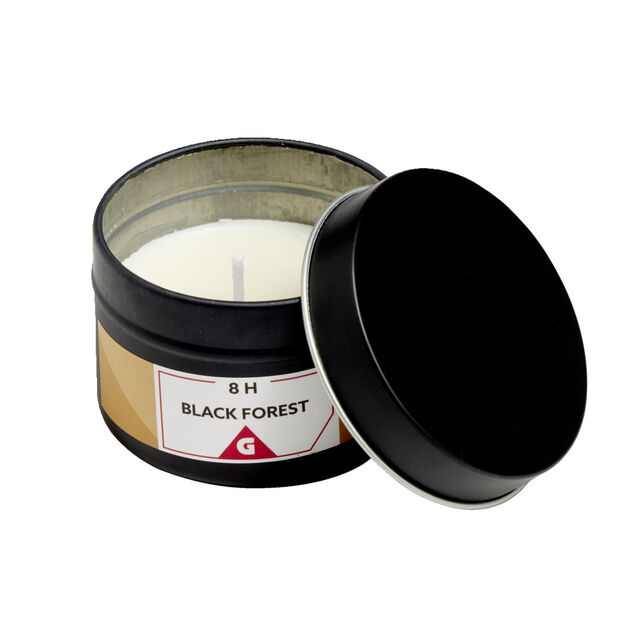 Bougie dans pot m&eacute;tal noir - For&ecirc;t noire