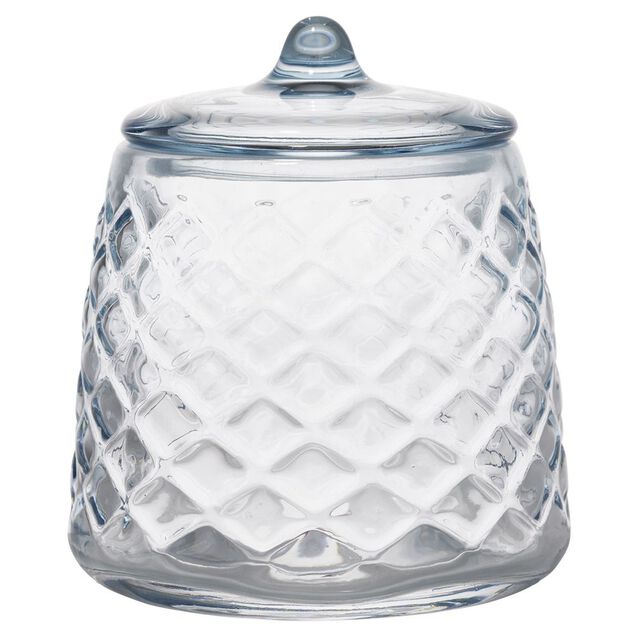 Pot &agrave; coton verre bleu &Oslash;10xH12cm