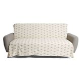 Jet&eacute; de canap&eacute; 170x250cm 100% coton beige motif rouge