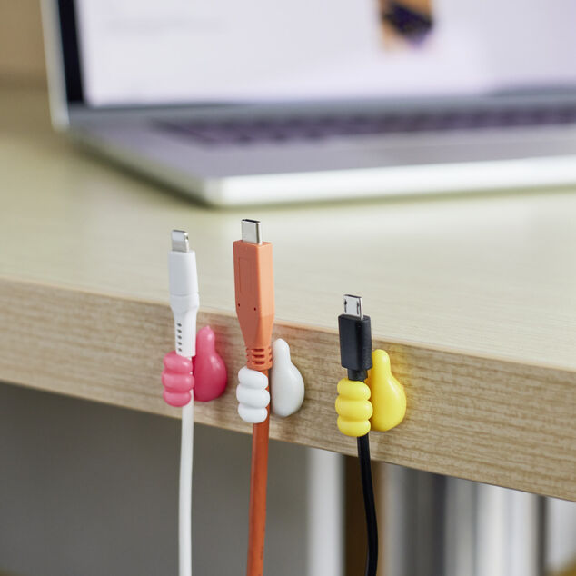 Lot de 10 crochets adh&eacute;sifs forme main multicolore