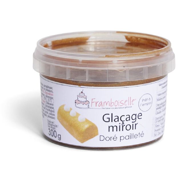 Gla&ccedil;age miroir dor&eacute; paillet&eacute; Framboiselle 300g