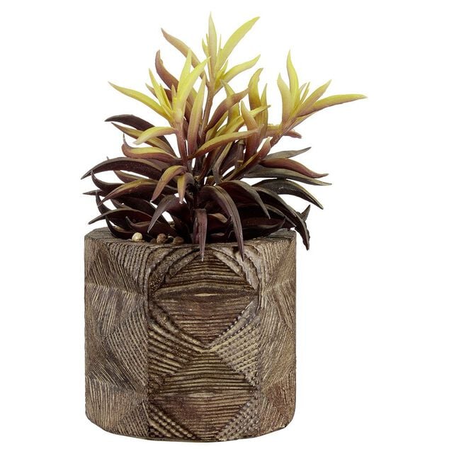 Plante artificielle dans pot effet bois