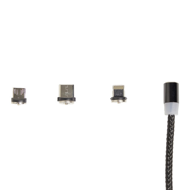 C&acirc;ble USB magn&eacute;tique 3en1 USB-C microUSB lightning 1m