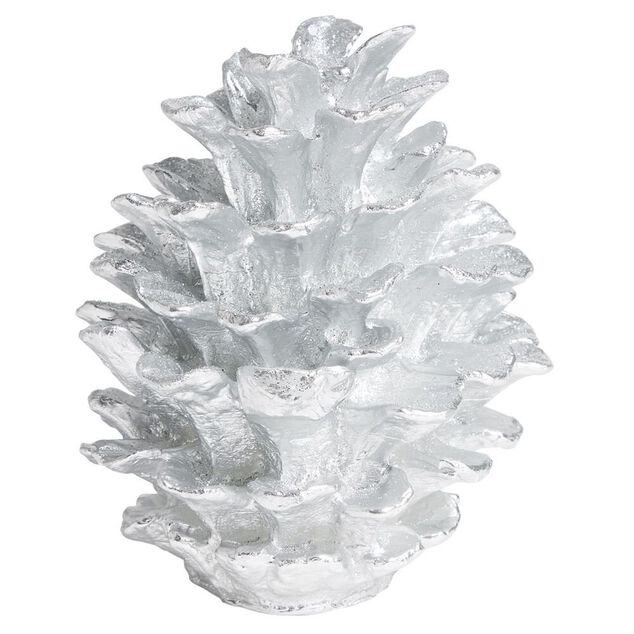 Bougie de Noël pomme de pin gris argenté 20H - Ø10,5xH13,5cm