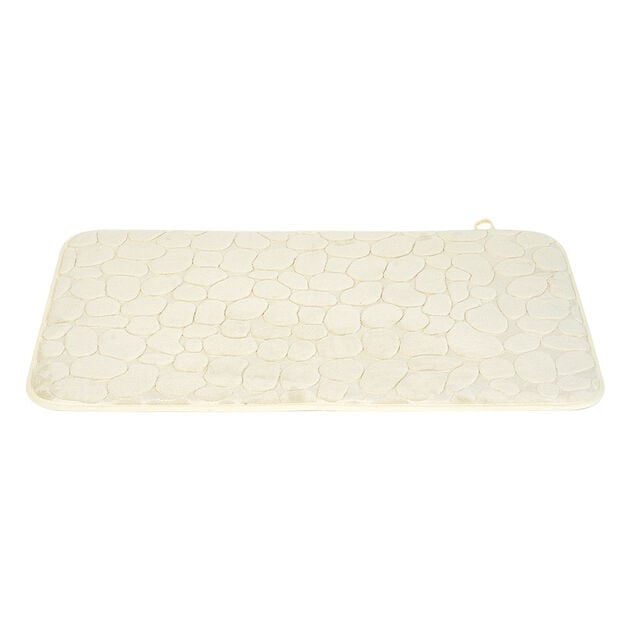 Tapis sortie de douche m&eacute;moire de forme beige 75x45cm