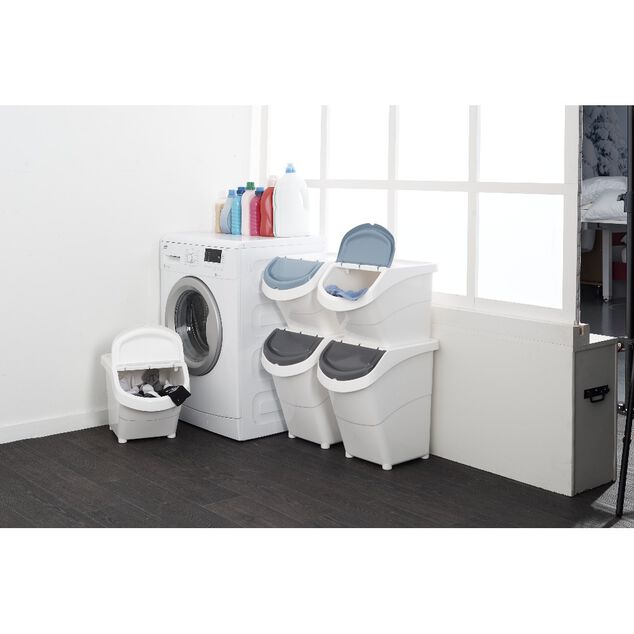 Bo&icirc;te de rangement blanche avec couvercle 20L