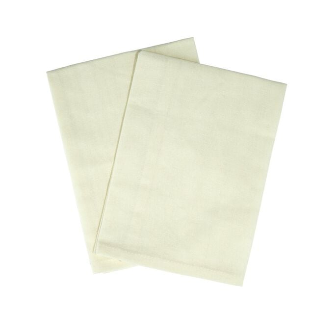 Serviette de table carr&eacute;e coton blanc ivoire 44x44cm x2