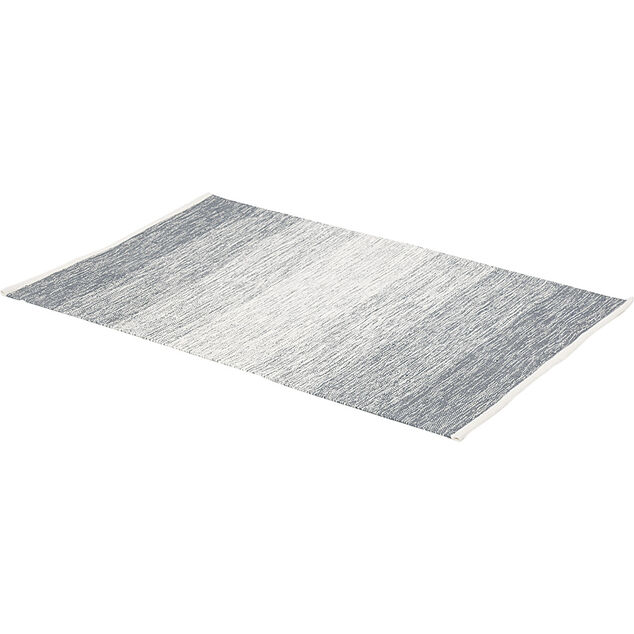 Tapis rectangulaire rayure blanche et bleue