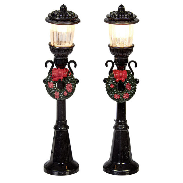 Petit lampadaire d&eacute;co couronne villange de No&euml;l x2