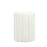 Gobelet salle de bain fa&ccedil;on cannel&eacute; gr&egrave;s blanc &Oslash;8xH11cm