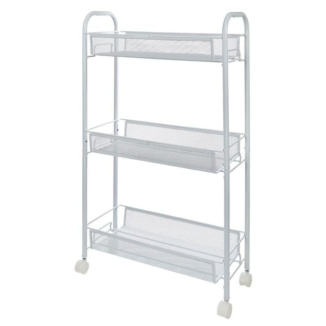 Desserte cuisine 3 niveaux métal blanc