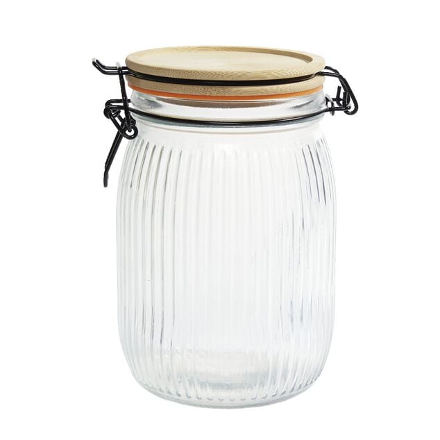 Bocal alimentaire 1L en verre avec couvercle bambou