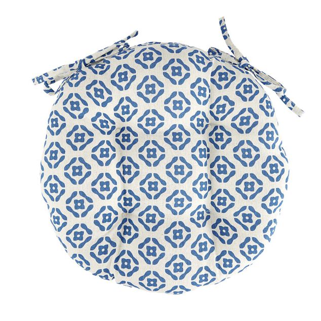 Galette de chaise ronde polycoton avec motif &Oslash;40cm (2 mod&egrave;les)