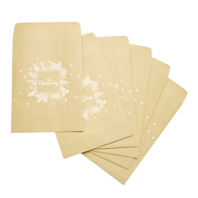 Enveloppe cadeaux de No&euml;l dor&eacute;e x6