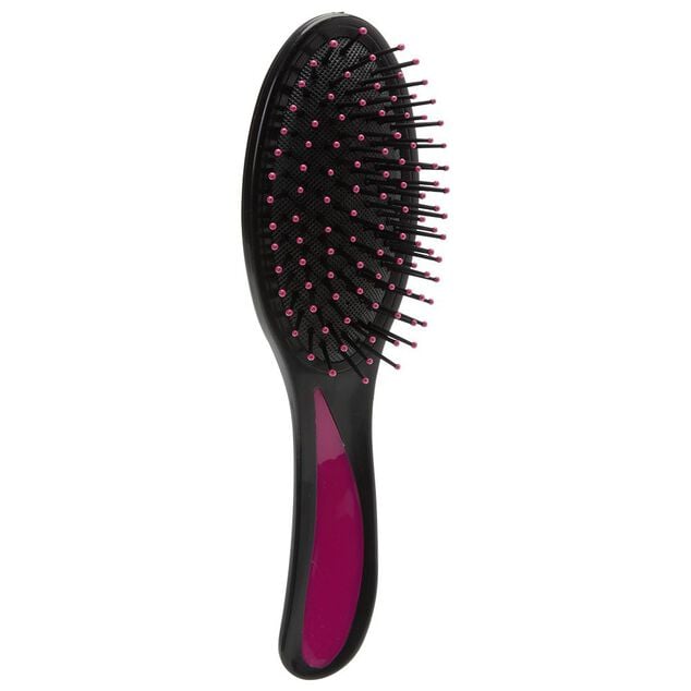 Brosse pneumatique ovale picots perl&eacute;s pvc noir fuchsia
