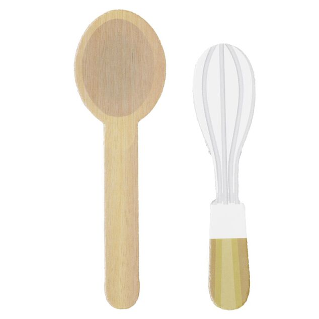 Accessoires de cuisine pour lutin farceur en carton &agrave; monter 6 pi&egrave;ces