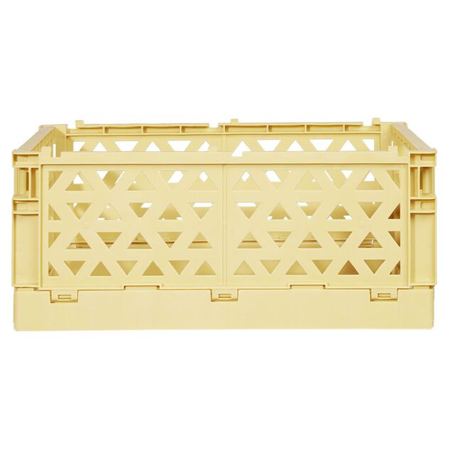 Caisse pliable avec porte-&eacute;tiquette jaune L33xl25xH15cm