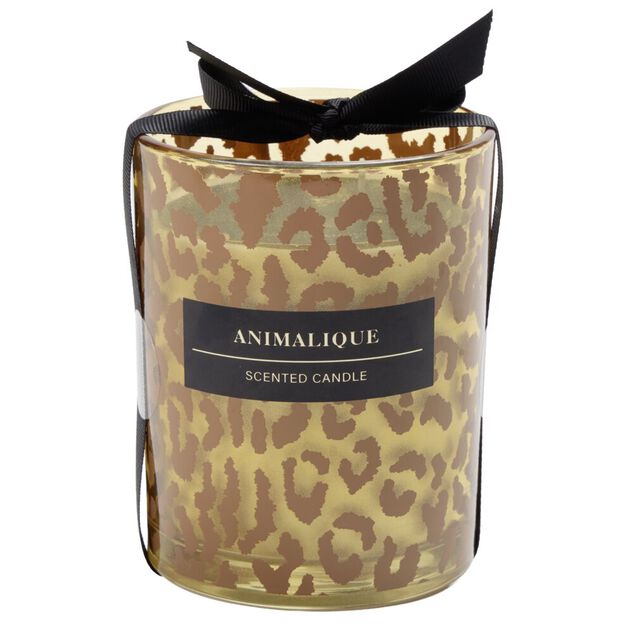 Bougie pot en verre motif pelage animal &Oslash;10xH12,5cm (2 mod&egrave;les l&eacute;opard ou tigre)