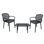 Salon de jardin 2 personnes pin rev&ecirc;tement noir