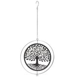 D&eacute;coration ext&eacute;rieure &agrave; suspendre arbre de vie mobile m&eacute;tal noir &Oslash;26xL52cm